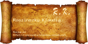 Roszinszky Klaudia névjegykártya